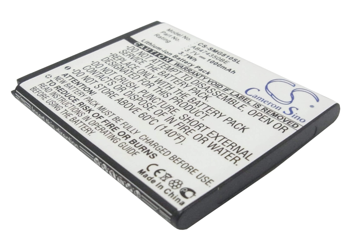 3.7V, 1000mAh, Li-ion Battery fits Samsung, B5722 Duos, Bt-b7732, 3.7Wh