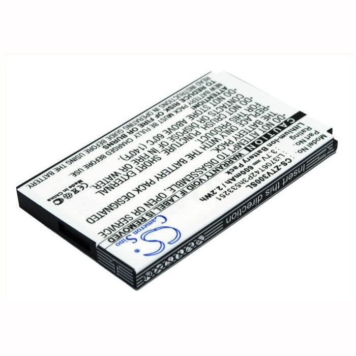 3.7V, 600mAh, Li-ion Battery fits Zte, V190, V260, 2.22Wh