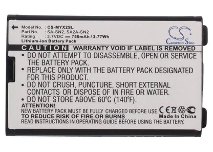 3.7V, 750mAh, Li-ion Battery fits Sagem, Myx2, Myx-2, 2.775Wh