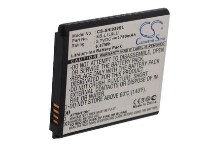3.7V, 1750mAh, Li-ion Battery fits Samsung, Galaxy S3 Duos, Sch-i939d, 6.475Wh