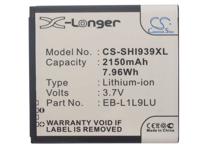 3.7V, 2150mAh, Li-ion Battery fits Samsung, Galaxy S3 Duos, Sch-i939d, 7.955Wh