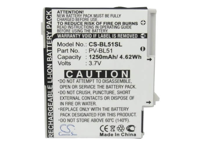 3.7V, 1250mAh, Li-ion Battery fits T-mobile, 2009, Pv300, 4.625Wh