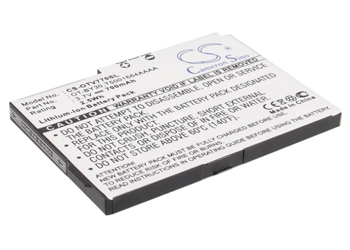 3.7V, 700mAh, Li-ion Battery fits Alcatel, One Touch V770, One Touch V770a, 2.59Wh