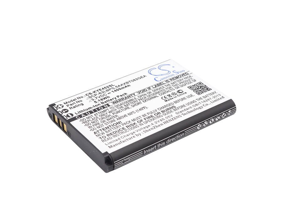 3.7V, 1400mAh, Li-ion Battery fits Kyocera, Dura Xv+, Duraxa, 5.18Wh