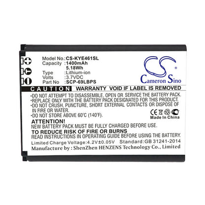 3.7V, 1400mAh, Li-ion Battery fits Kyocera, Duraxtp, Duraxv Lte, 5.18Wh