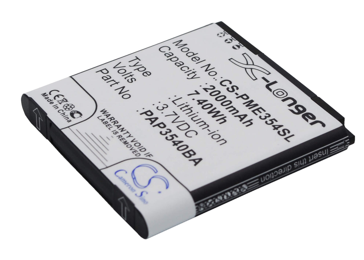 3.7V, 2000mAh, Li-ion Battery fits Prestigio, Multiphone 3540 Duo, 7.4Wh
