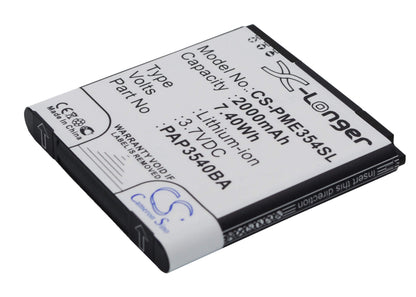 3.7V, 2000mAh, Li-ion Battery fits Prestigio, Multiphone 3540 Duo, 7.4Wh