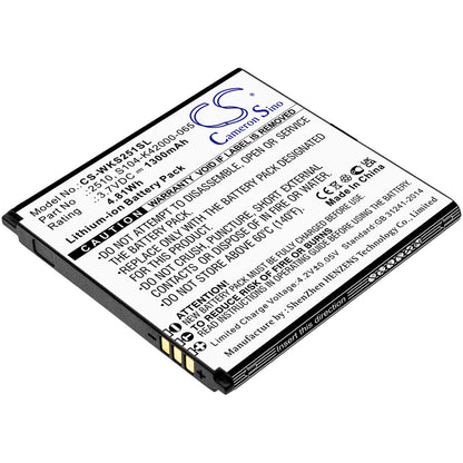 3.7V, 1300mAh, Li-ion Battery fits Wiko, Sunny 2, V2510, 4.81Wh