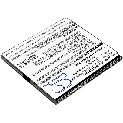3.7V, 1300mAh, Li-ion Battery fits Wiko, Sunny 2, V2510, 4.81Wh