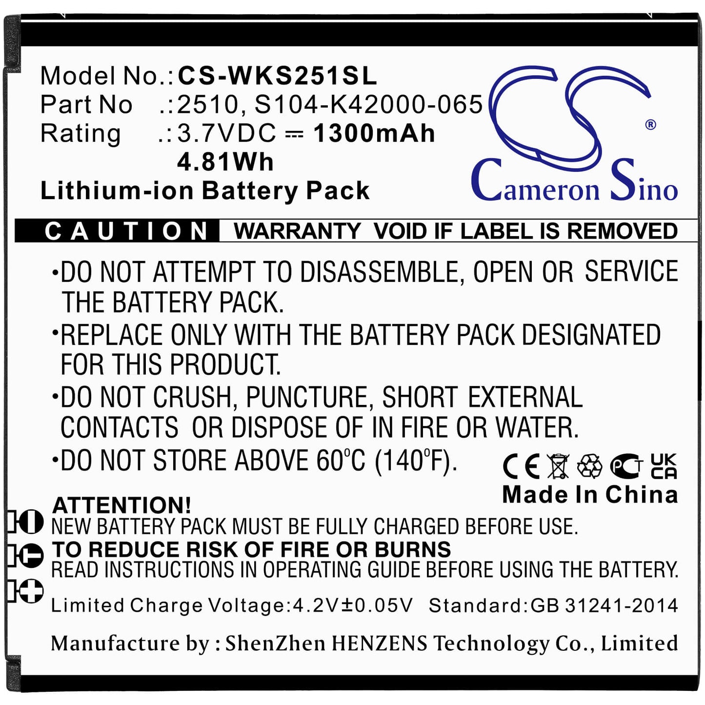3.7V, 1300mAh, Li-ion Battery fits Wiko, Sunny 2, V2510, 4.81Wh