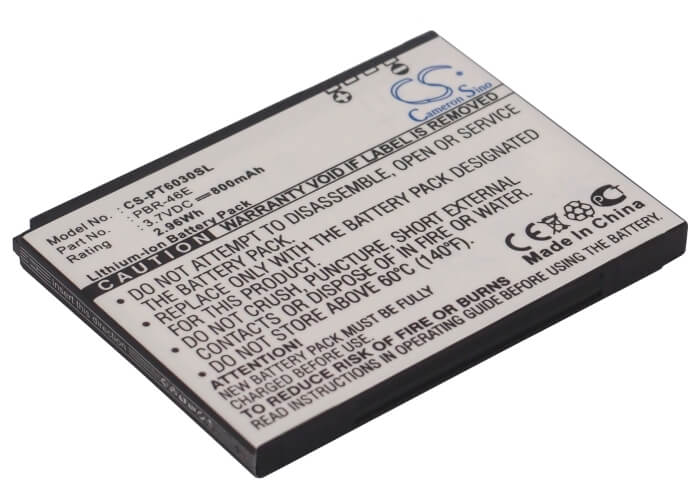 3.7V, 800mAh, Li-ion Battery fits Pantech, P6030, Renue, 2.96Wh
