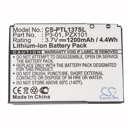 3.7V, 1200mAh, Li-ion Battery fits Pharos, Ptl137, Ptl137a, 4.44Wh
