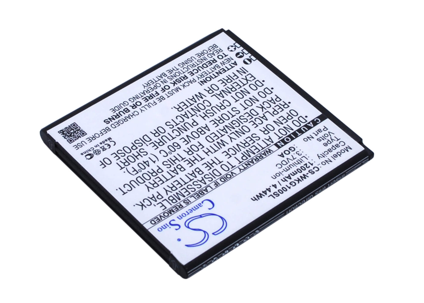 3.7V, 1200mAh, Li-ion Battery fits Wiko, 9662, Goa, 4.44Wh