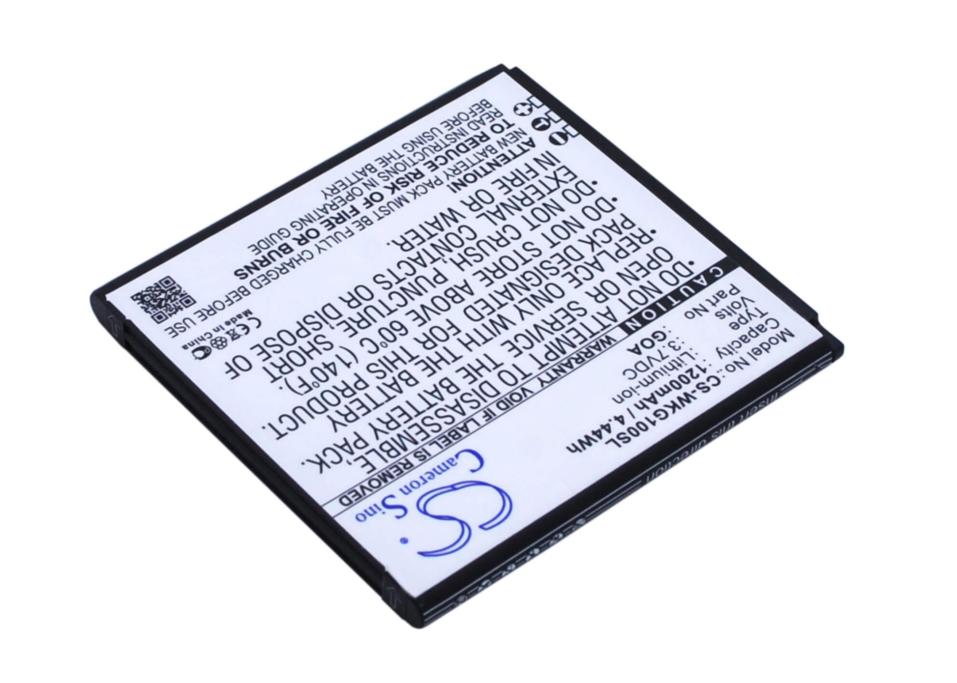 3.7V, 1200mAh, Li-ion Battery fits Wiko, 9662, Goa, 4.44Wh