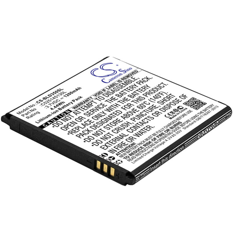 3.7V, 1200mAh, Li-ion Battery fits Blu, A010l, A010u, 4.44Wh
