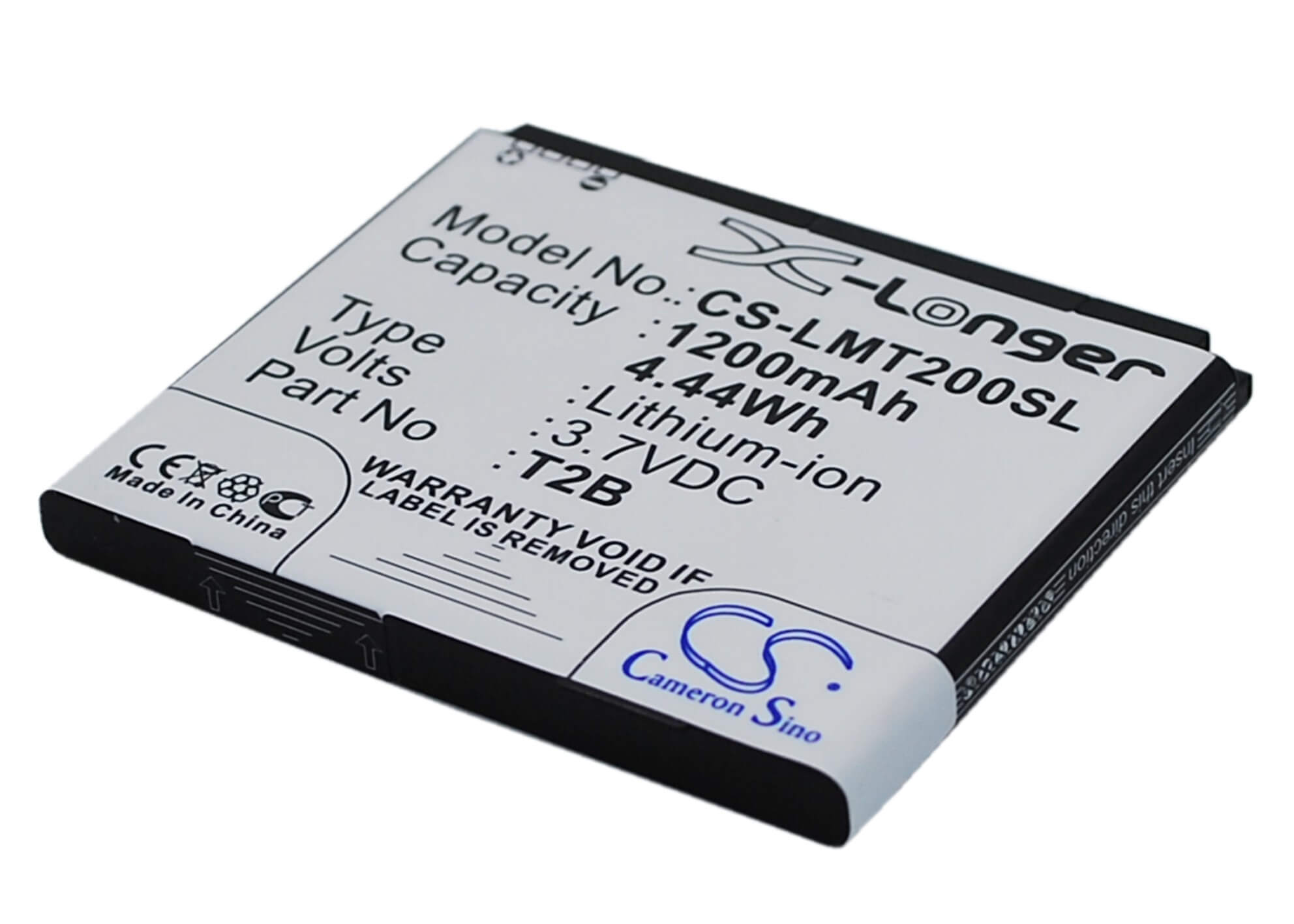 3.7V, 1200mAh, Li-ion Battery fits Lumigon, T2, 4.44Wh