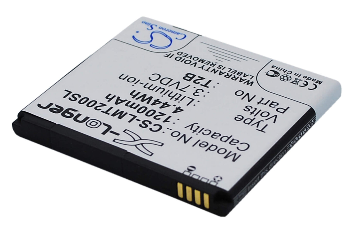 3.7V, 1200mAh, Li-ion Battery fits Lumigon, T2, 4.44Wh