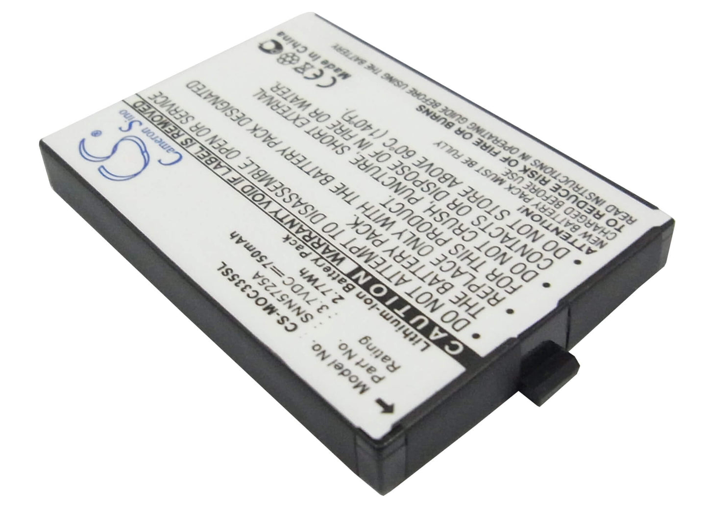 3.7V, 750mAh, Li-ion Battery fits Motorola, C300, C335, 2.775Wh