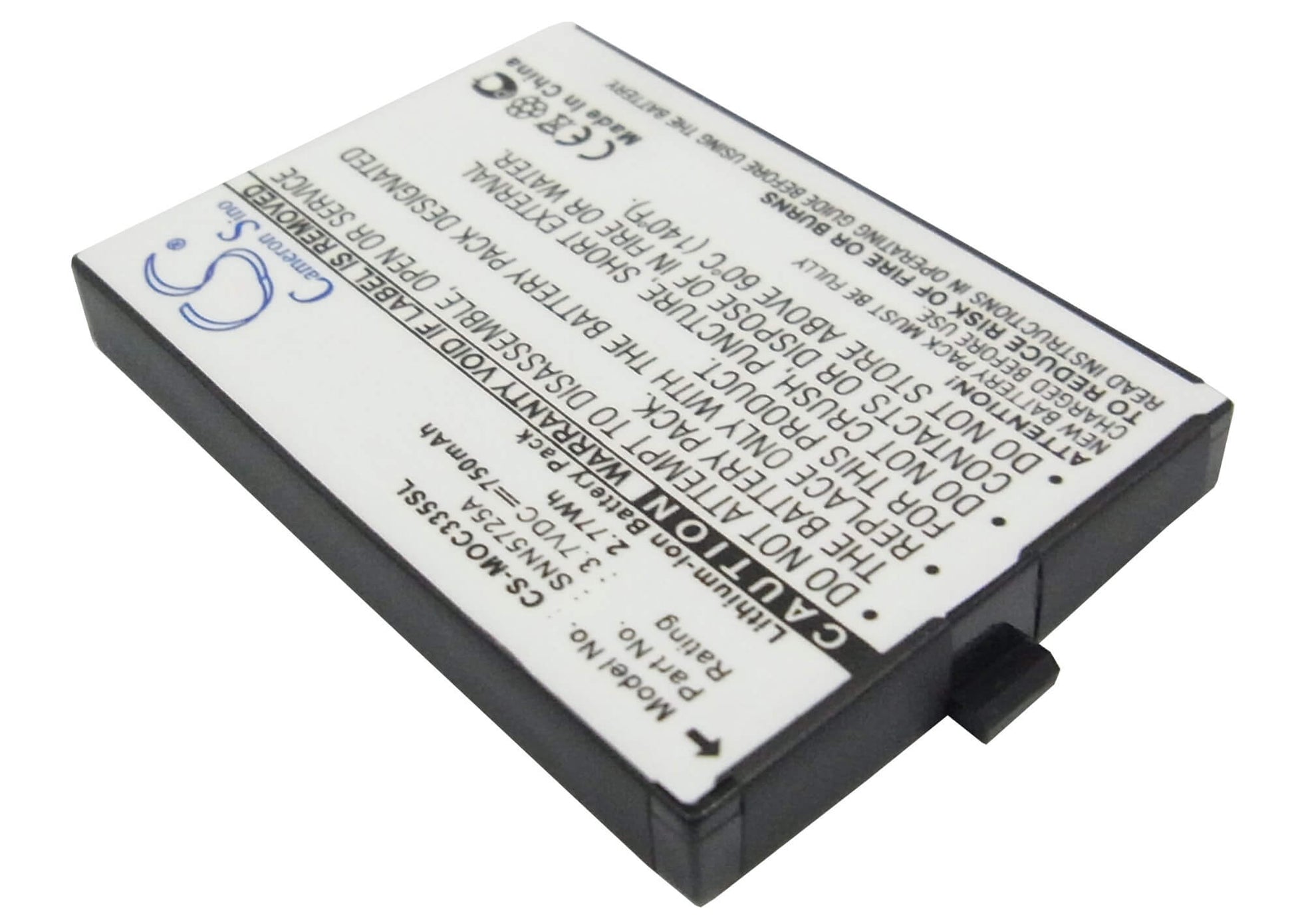3.7V, 750mAh, Li-ion Battery fits Motorola, C300, C335, 2.775Wh