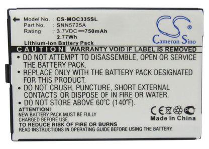 3.7V, 750mAh, Li-ion Battery fits Motorola, C300, C335, 2.775Wh