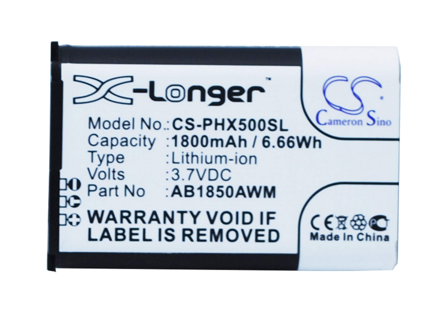 3.7V, 1800mAh, Li-ion Battery fits Philips, Ab1720awm, Ab1790awm, 6.66Wh
