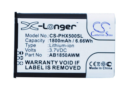 3.7V, 1800mAh, Li-ion Battery fits Philips, Ab1720awm, Ab1790awm, 6.66Wh