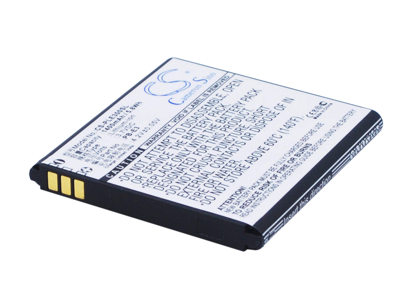 3.7V, 1400mAh, Li-ion Battery fits Pole, E3, 5.18Wh