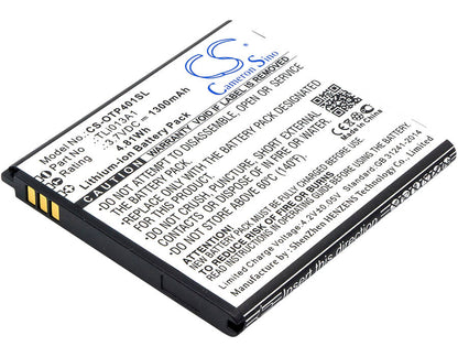 3.7V, 1300mAh, Li-ion Battery fits Alcatel, One Touch Pixi 4 3.5, Ot-4017, 4.81Wh
