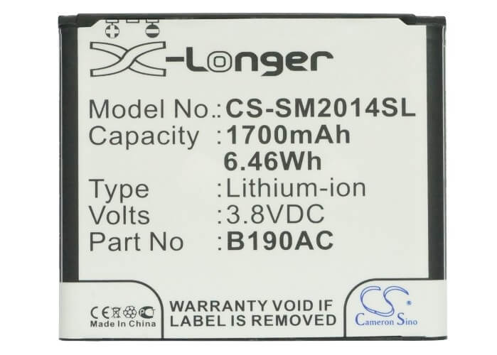 3.8V, 1700mAh, Li-ion Battery fits Samsung, Sm-g9092, Sm-g9098, 6.46Wh