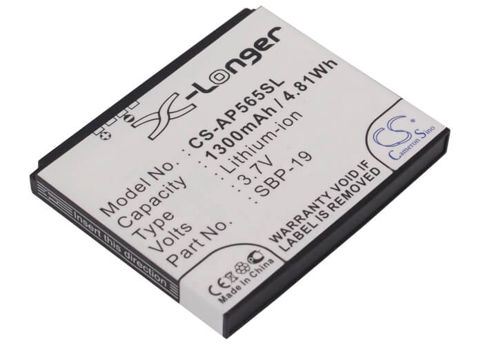 3.7V, 1300mAh, Li-ion Battery fits O2, Xda Zest, 4.81Wh