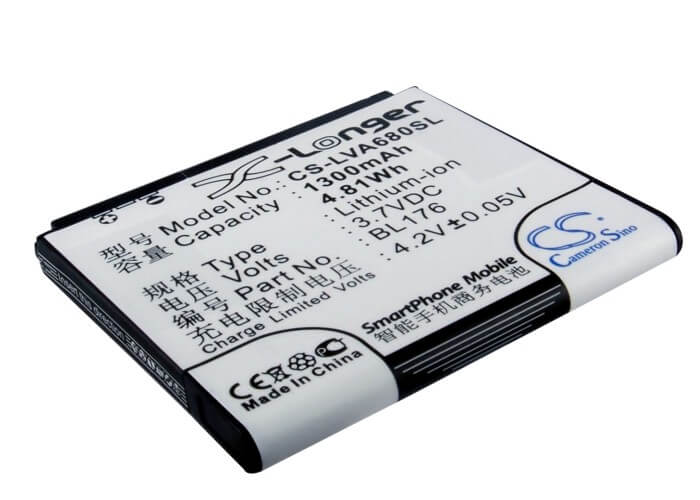 3.7V, 1300mAh, Li-ion Battery fits Lenovo, A68e, 4.81Wh