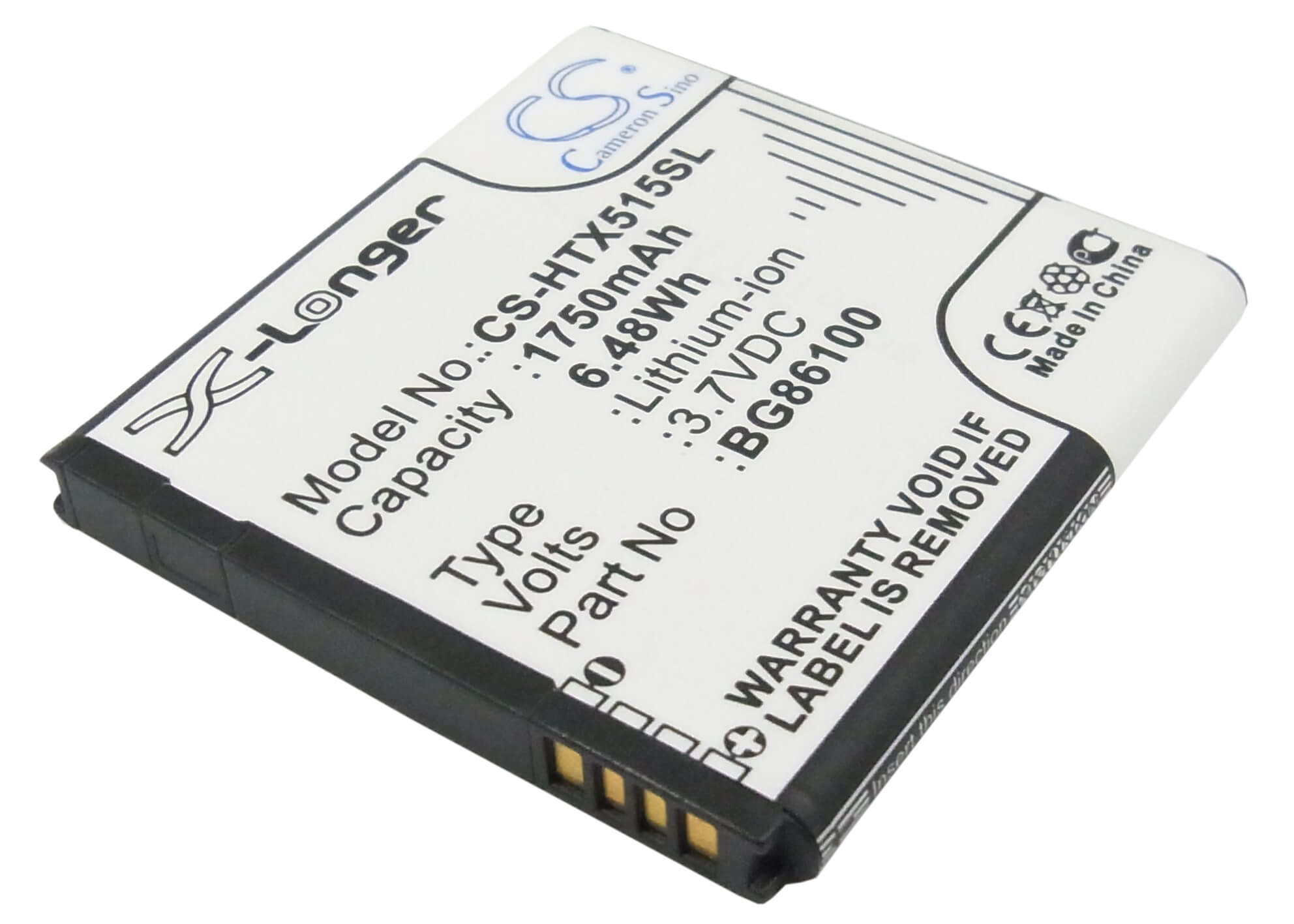 3.7V, 1750mAh, Li-ion Battery fits Htc, C470, Evo 3d, 6.475Wh