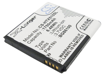 3.7V, 1750mAh, Li-ion Battery fits T-mobile, Pg86100, Sensation 4g, 6.475Wh