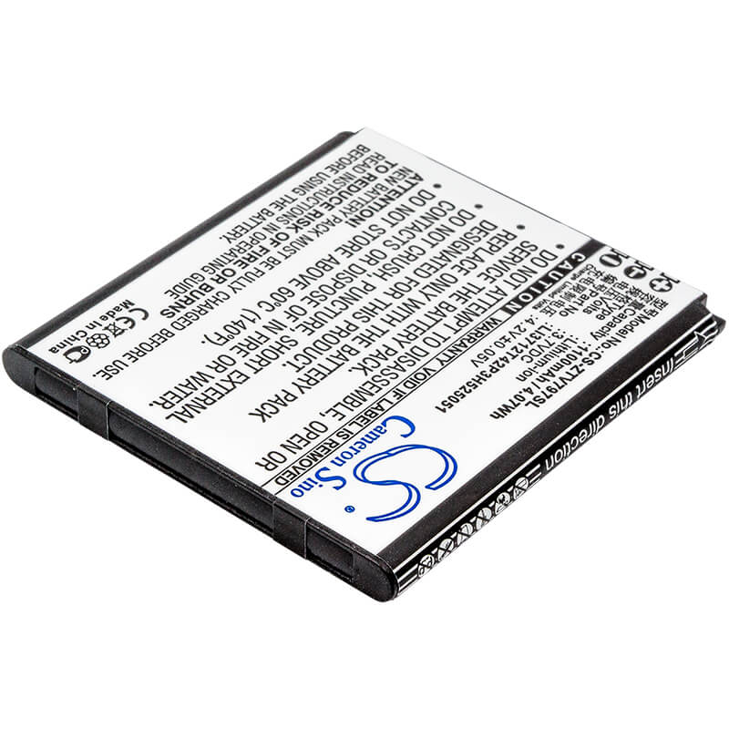 3.7V, 1100mAh, Li-ion Battery fits Zte, V797, 4.07Wh
