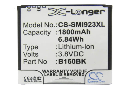 3.8V, 1800mAh, Li-ion Battery fits Samsung, Galaxy Folder, Galaxy Golden, 6.84Wh