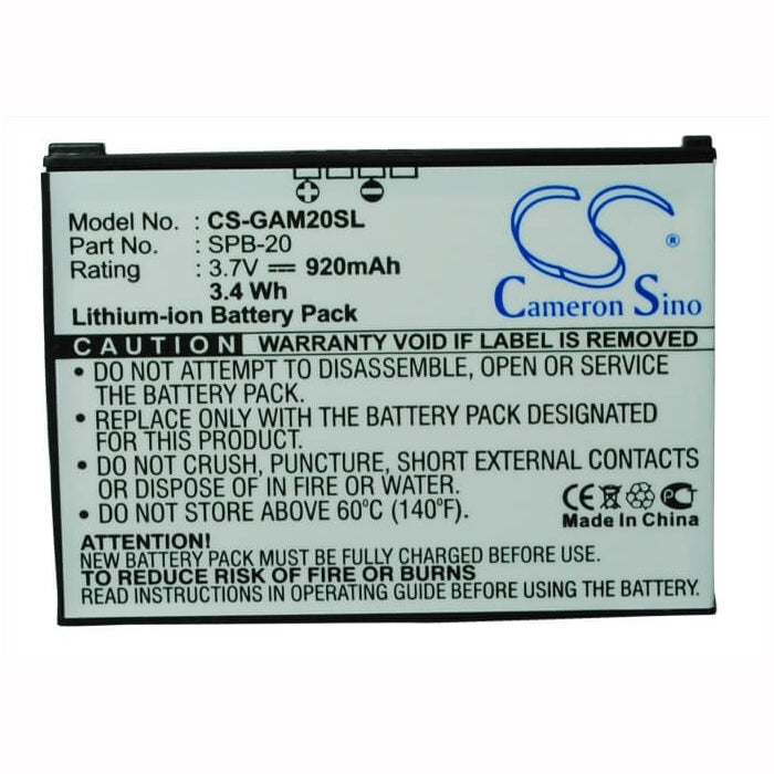 3.7V, 920mAh, Li-ion Battery fits Garmin-asus, Nuvifone M20, Nuvifone M20us, 3.404Wh