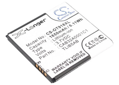 3.7V, 1650mAh, Li-ion Battery fits Tcl, A980, A986, 6.105Wh