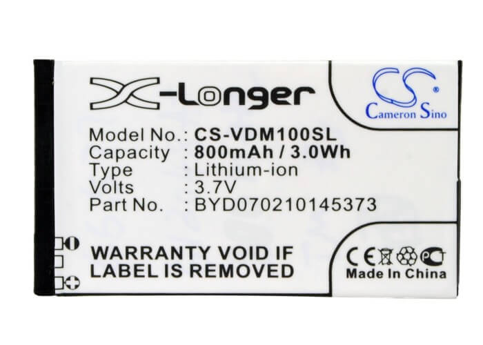 3.7V, 800mAh, Li-ion Battery fits Vodafone, D100, D101, 2.96Wh