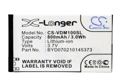 3.7V, 800mAh, Li-ion Battery fits Vodafone, D100, D101, 2.96Wh