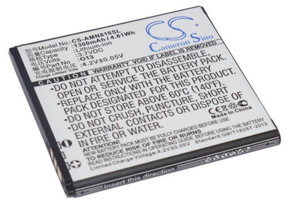 3.7V, 1300mAh, Li-ion Battery fits Amoi, N806, N807, 4.81Wh
