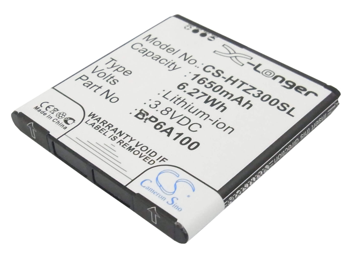 3.8V, 1650mAh, Li-ion Battery fits Htc, 0pa6a100, Desire 300, 6.27Wh