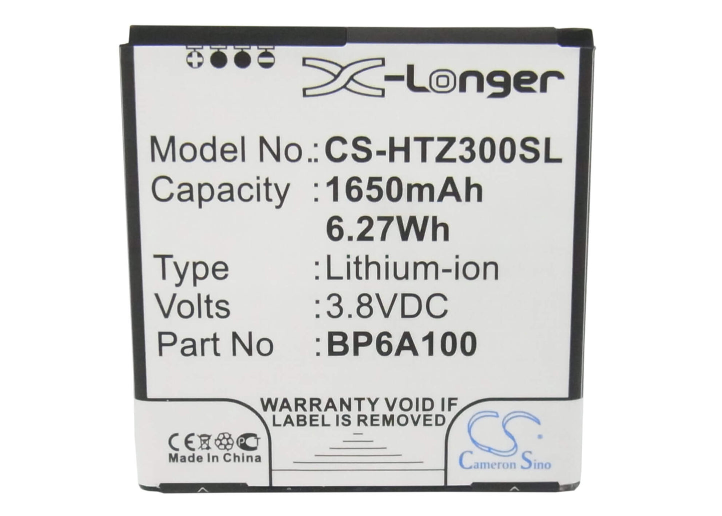 3.8V, 1650mAh, Li-ion Battery fits Htc, 0pa6a100, Desire 300, 6.27Wh