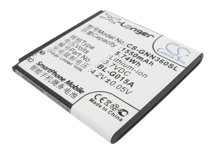 3.7V, 1550mAh, Li-ion Battery fits Gionee, Gn108, Gn205h, 5.735Wh
