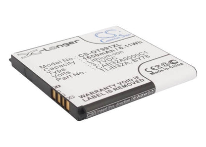 3.7V, 1650mAh, Li-ion Battery fits Alcatel, One Touch 6010, One Touch 6010d, 6.105Wh