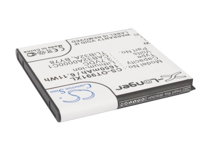 3.7V, 1650mAh, Li-ion Battery fits Alcatel, One Touch 6010, One Touch 6010d, 6.105Wh