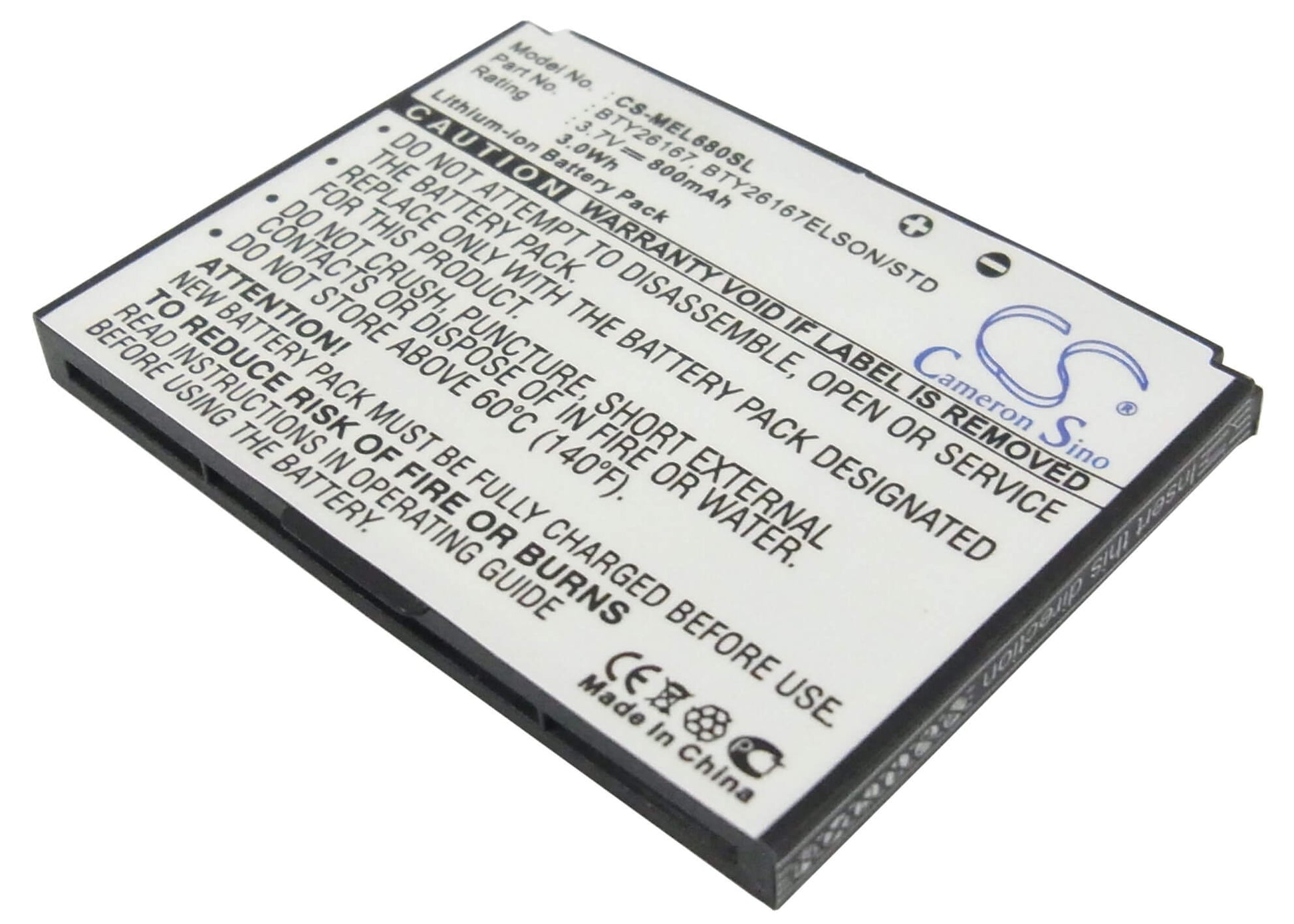 3.7V, 800mAh, Li-ion Battery fits Mobistel, El680, 2.96Wh