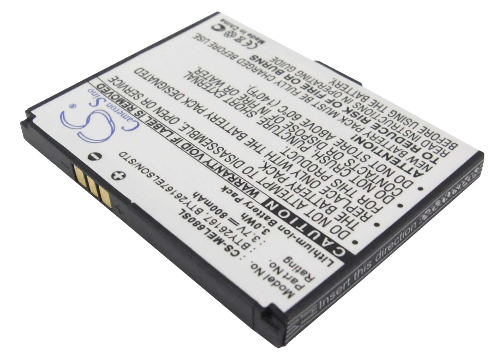 3.7V, 800mAh, Li-ion Battery fits Mobistel, El680, 2.96Wh