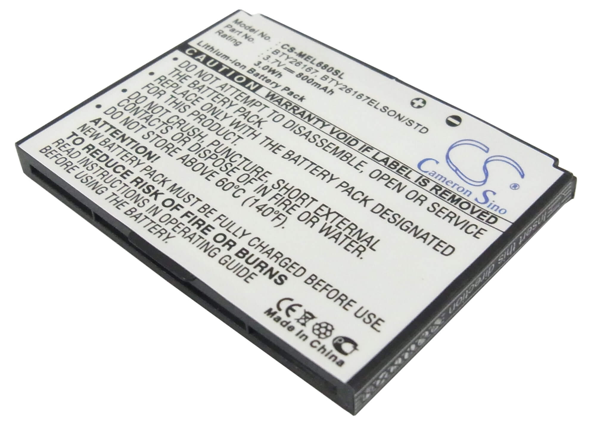 3.7V, 800mAh, Li-ion Battery fits Emporia, Elson El680, Mobistel El680, 2.96Wh