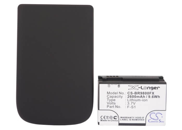 3.7V, 2600mAh, Li-ion Battery fits Blackberry, Blackberry Torch, Torch 9800, 9.62Wh