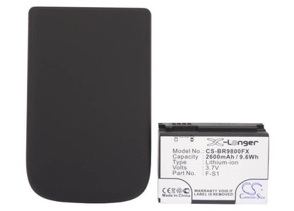 3.7V, 2600mAh, Li-ion Battery fits Blackberry, Blackberry Torch, Torch 9800, 9.62Wh